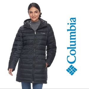 Columbia Black long puffer coat hooded XL